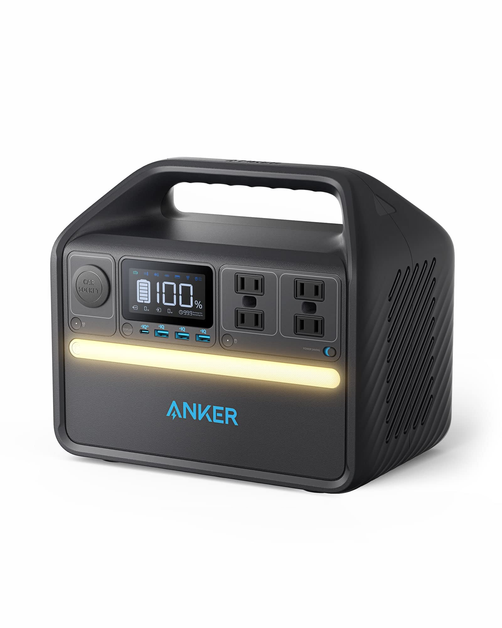 Anker 535 Portable Power Station, 512Wh Solar Generator (Solar Panel Optional) with LiFePO4 Battery Pack, 500W 9-Port Powerhouse, 4 AC Outlets, 60W USB-C PD Output for Outdoor Camping, RV(Anker Solix)