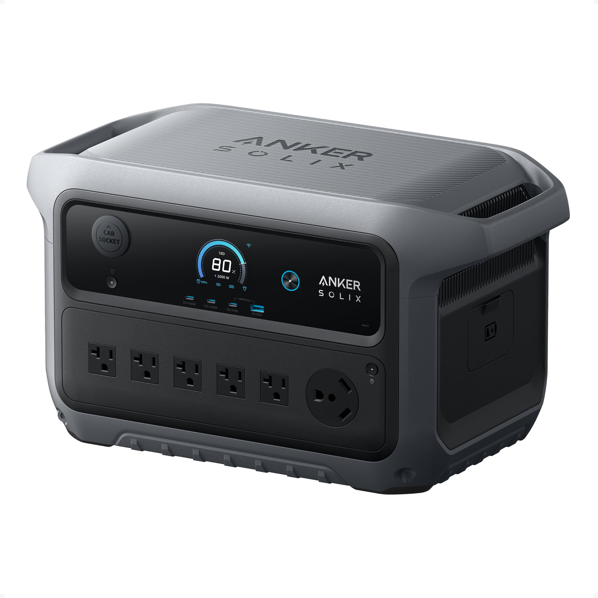 Anker SOLIX C2000 Gen 2 Portable Power Station, 2,400W (Peak 4,000W) Solar Generator, Full Charge in 58 Min, 2048wh LiFePO4 Battery for Home Backup, Power Outages, and Camping (Optional Solar Panel)
